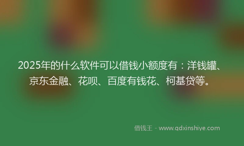 2025年的什么软件可以借钱小额度有：洋钱罐、京东金融、花呗、百度有钱花、柯基贷等。