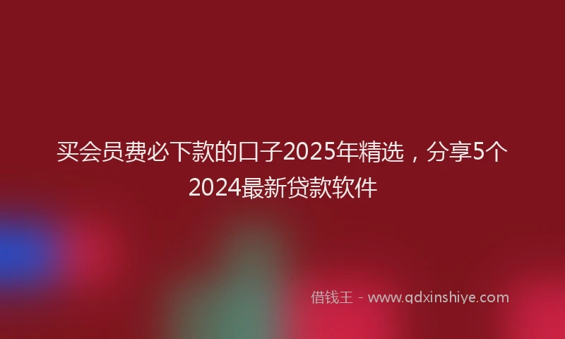 买会员费必下款的口子2025年精选，分享5个2024最新贷款软件