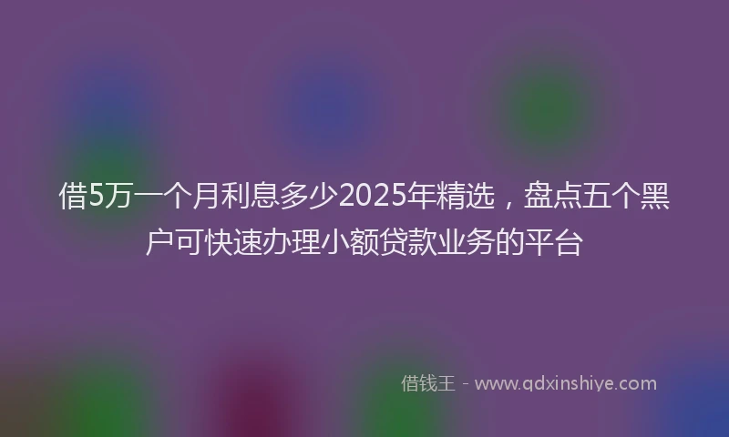 借5万一个月利息多少2025年精选，盘点五个黑户可快速办理小额贷款业务的平台