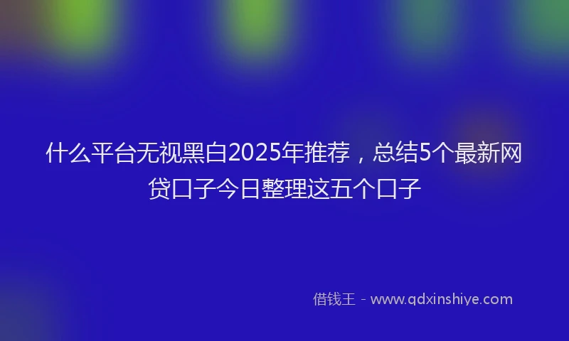 什么平台无视黑白2025年推荐，总结5个最新网贷口子今日整理这五个口子