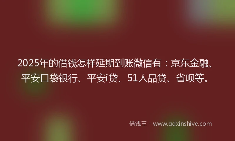 2025年的借钱怎样延期到账微信有：京东金融、平安口袋银行、平安i贷、51人品贷、省呗等。