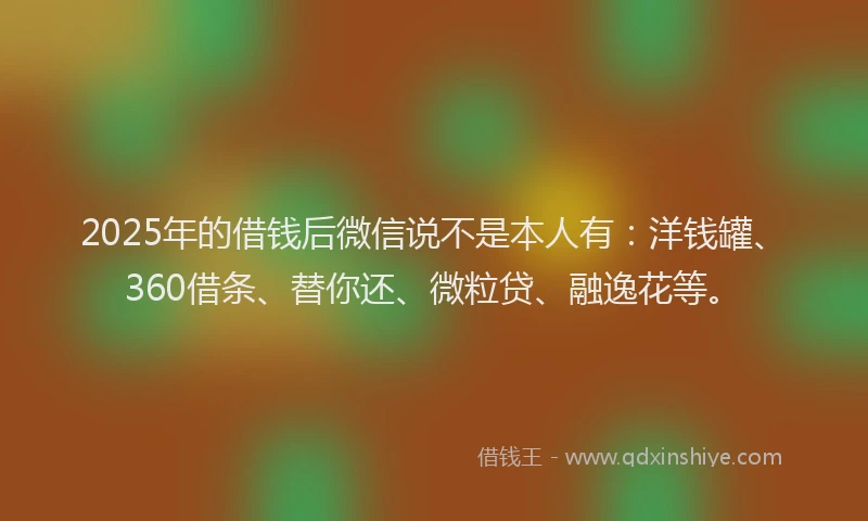 2025年的借钱后微信说不是本人有：洋钱罐、360借条、替你还、微粒贷、融逸花等。