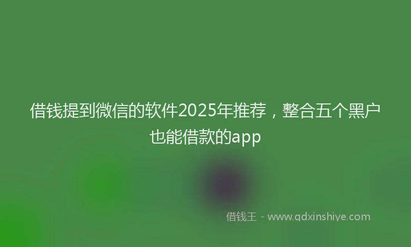 借钱提到微信的软件2025年推荐，整合五个黑户也能借款的app