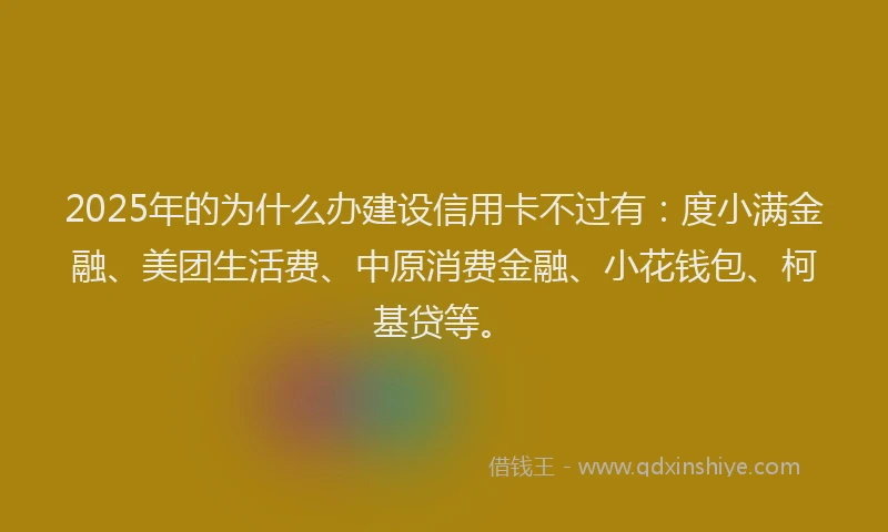 2025年的为什么办建设信用卡不过有：度小满金融、美团生活费、中原消费金融、小花钱包、柯基贷等。