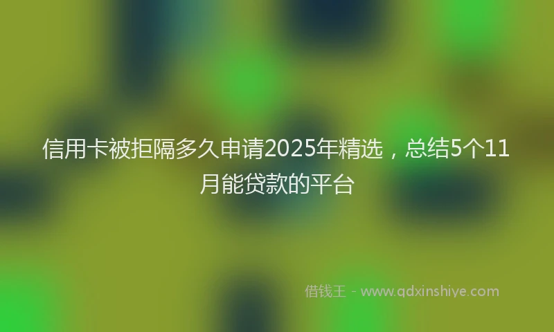 信用卡被拒隔多久申请2025年精选，总结5个11月能贷款的平台