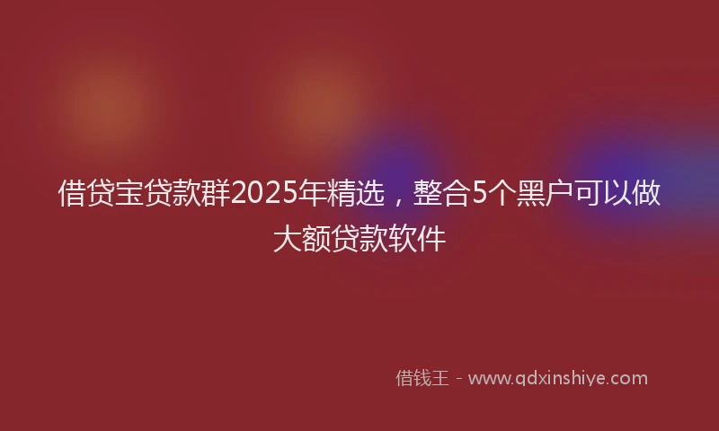 借贷宝贷款群2025年精选，整合5个黑户可以做大额贷款软件