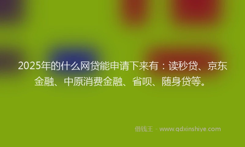 2025年的什么网贷能申请下来有：读秒贷、京东金融、中原消费金融、省呗、随身贷等。