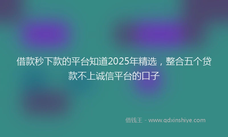 借款秒下款的平台知道2025年精选，整合五个贷款不上诚信平台的口子