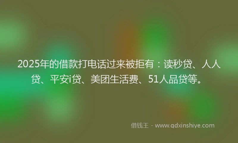 2025年的借款打电话过来被拒有：读秒贷、人人贷、平安i贷、美团生活费、51人品贷等。