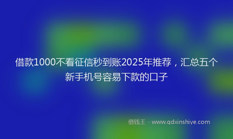 借款1000不看征信秒到账2025年推荐，汇总五个新手机号容易下款的口子