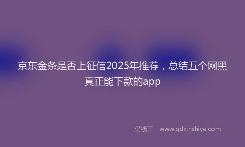 京东金条是否上征信2025年推荐，总结五个网黑真正能下款的app
