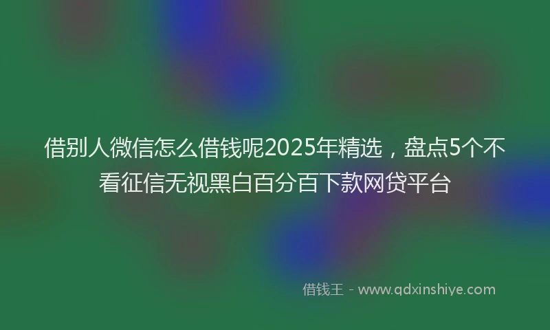 借别人微信怎么借钱呢2025年精选，盘点5个不看征信无视黑白百分百下款网贷平台