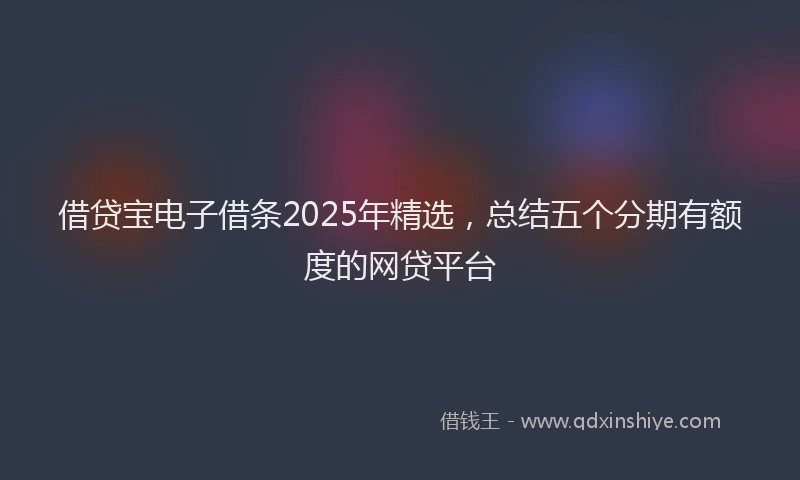 借贷宝电子借条2025年精选，总结五个分期有额度的网贷平台