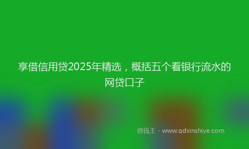 享借信用贷2025年精选，概括五个看银行流水的网贷口子
