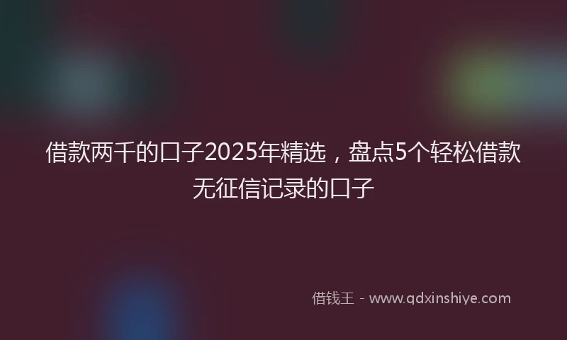 借款两千的口子2025年精选，盘点5个轻松借款无征信记录的口子