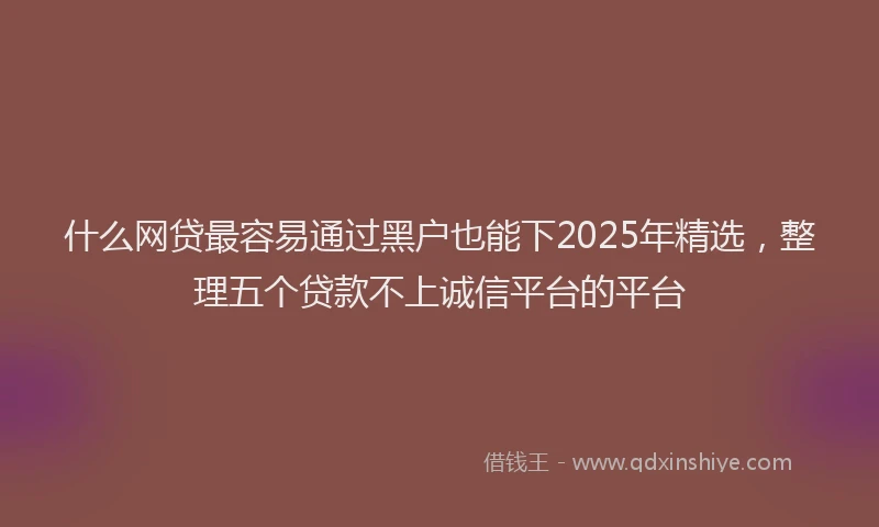 什么网贷最容易通过黑户也能下2025年精选，整理五个贷款不上诚信平台的平台