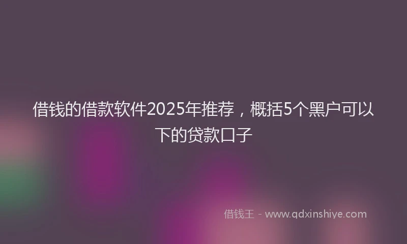 借钱的借款软件2025年推荐，概括5个黑户可以下的贷款口子