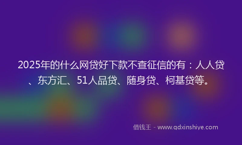 2025年的什么网贷好下款不查征信的有：人人贷、东方汇、51人品贷、随身贷、柯基贷等。