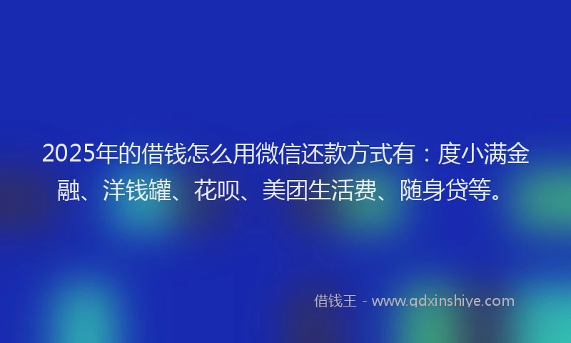 2025年的借钱怎么用微信还款方式有：度小满金融、洋钱罐、花呗、美团生活费、随身贷等。