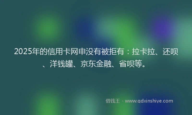 2025年的信用卡网申没有被拒有：拉卡拉、还呗、洋钱罐、京东金融、省呗等。