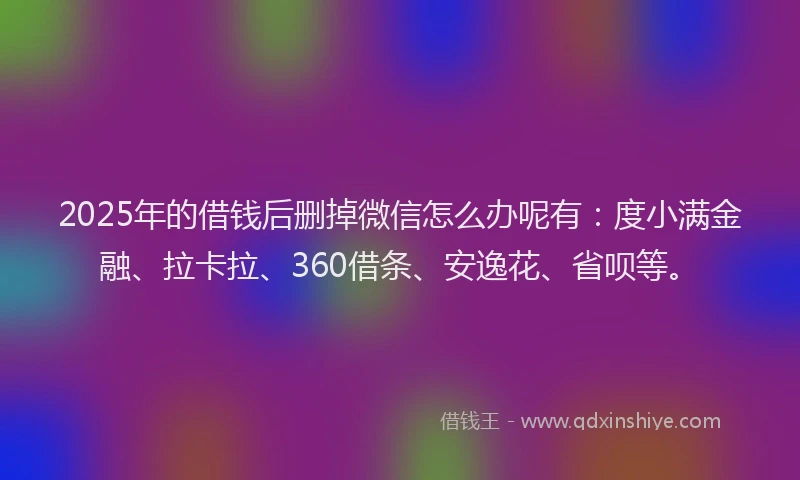 2025年的借钱后删掉微信怎么办呢有：度小满金融、拉卡拉、360借条、安逸花、省呗等。