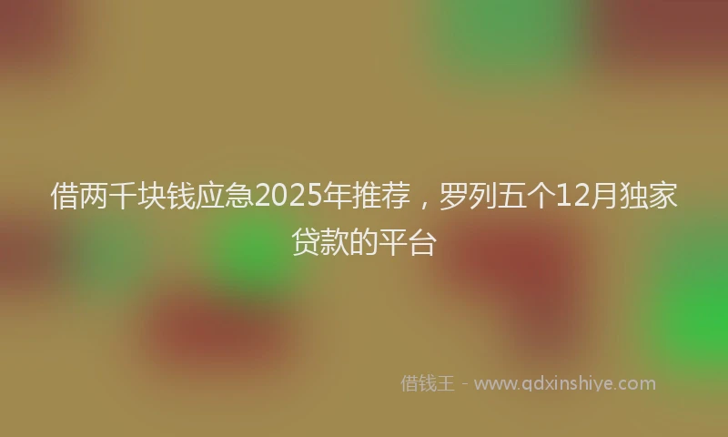 借两千块钱应急2025年推荐，罗列五个12月独家贷款的平台
