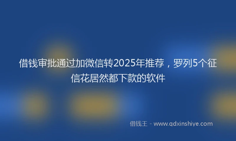 借钱审批通过加微信转2025年推荐，罗列5个征信花居然都下款的软件