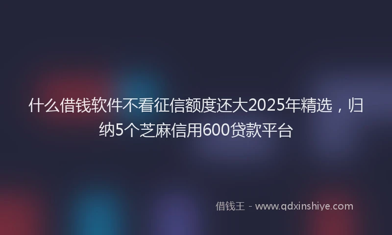 什么借钱软件不看征信额度还大2025年精选，归纳5个芝麻信用600贷款平台