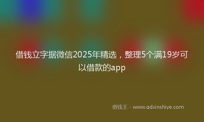 借钱立字据微信2025年精选，整理5个满19岁可以借款的app