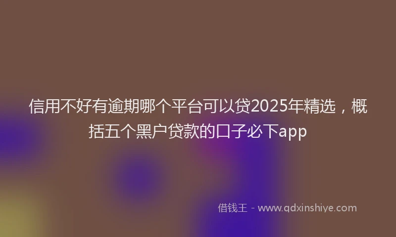 信用不好有逾期哪个平台可以贷2025年精选，概括五个黑户贷款的口子必下app