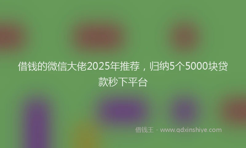 借钱的微信大佬2025年推荐，归纳5个5000块贷款秒下平台