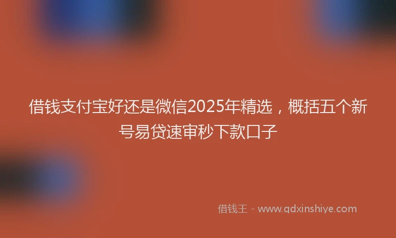 借钱支付宝好还是微信2025年精选，概括五个新号易贷速审秒下款口子