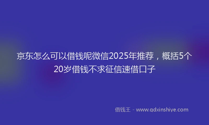 京东怎么可以借钱呢微信2025年推荐，概括5个20岁借钱不求征信速借口子