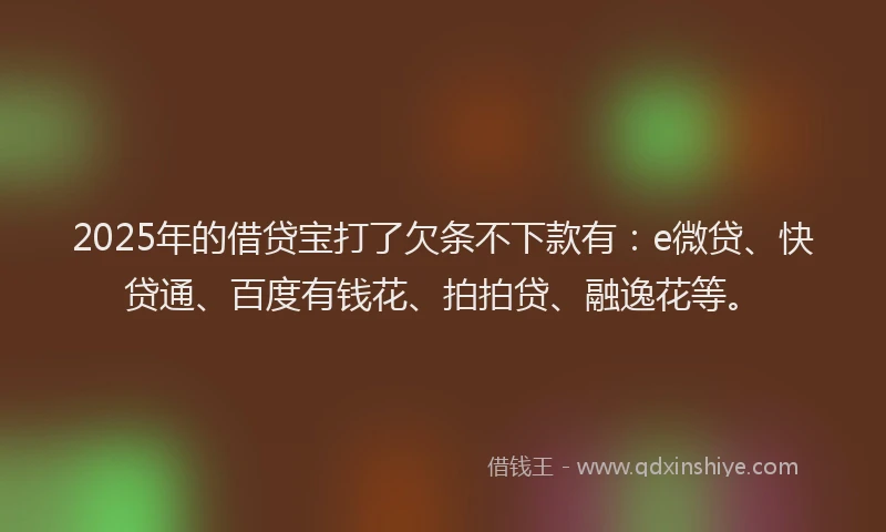2025年的借贷宝打了欠条不下款有：e微贷、快贷通、百度有钱花、拍拍贷、融逸花等。