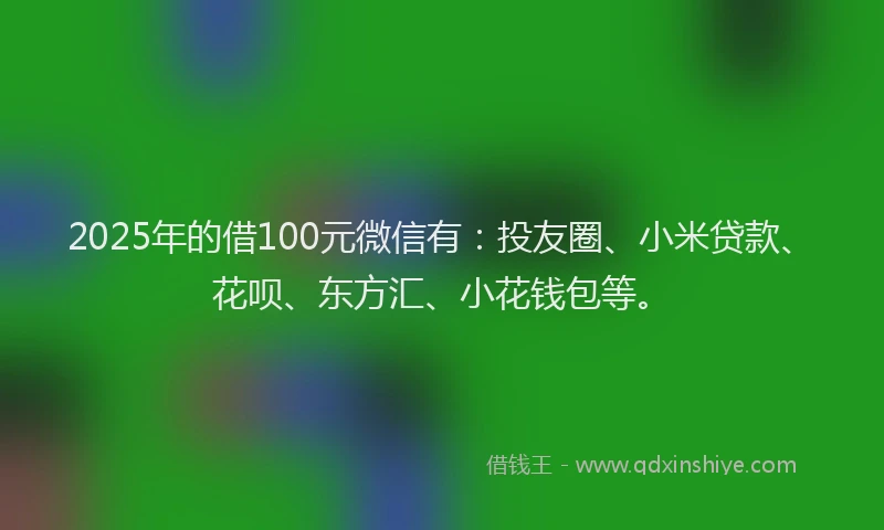2025年的借100元微信有：投友圈、小米贷款、花呗、东方汇、小花钱包等。