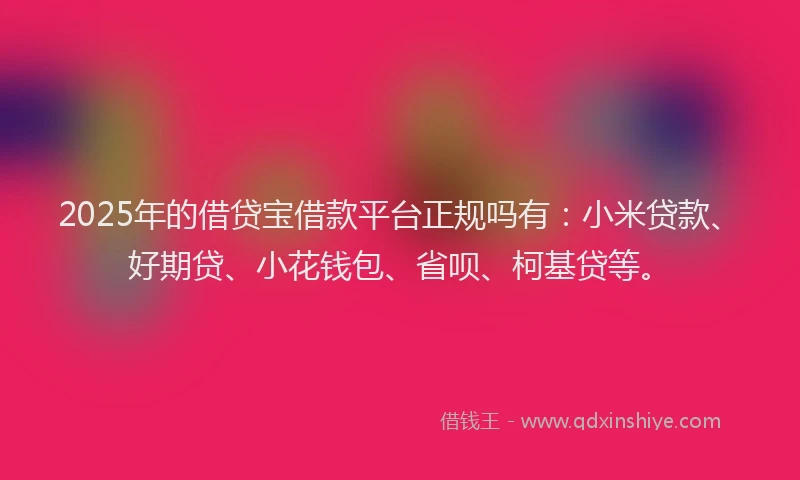 2025年的借贷宝借款平台正规吗有：小米贷款、好期贷、小花钱包、省呗、柯基贷等。