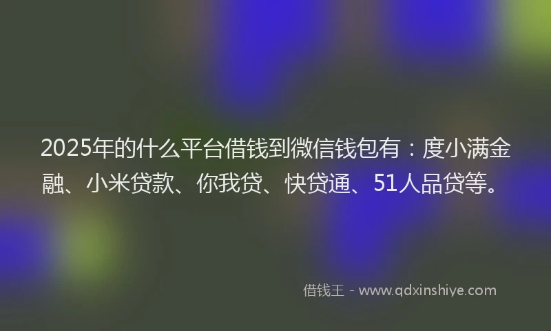 2025年的什么平台借钱到微信钱包有：度小满金融、小米贷款、你我贷、快贷通、51人品贷等。