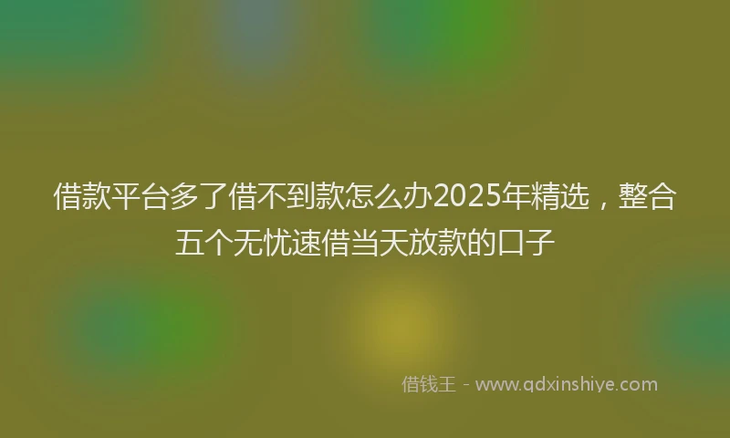 借款平台多了借不到款怎么办2025年精选，整合五个无忧速借当天放款的口子