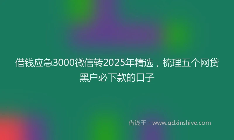 借钱应急3000微信转2025年精选，梳理五个网贷黑户必下款的口子