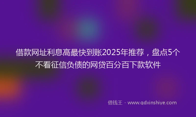 借款网址利息高最快到账2025年推荐，盘点5个不看征信负债的网贷百分百下款软件