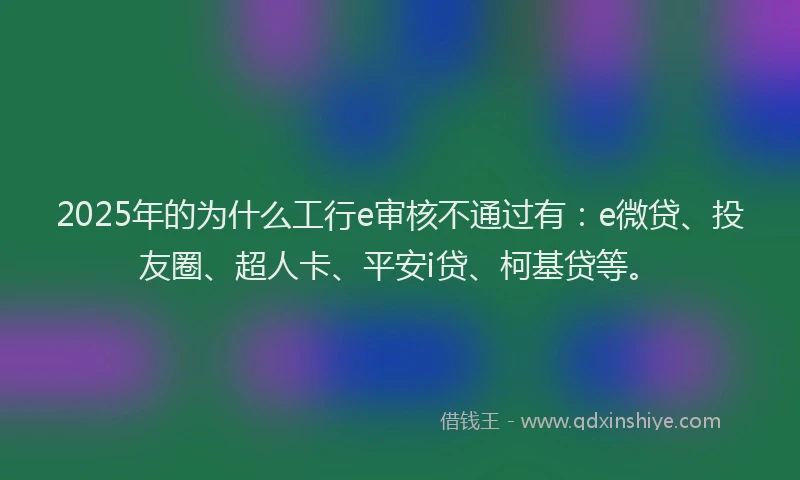 2025年的为什么工行e审核不通过有：e微贷、投友圈、超人卡、平安i贷、柯基贷等。