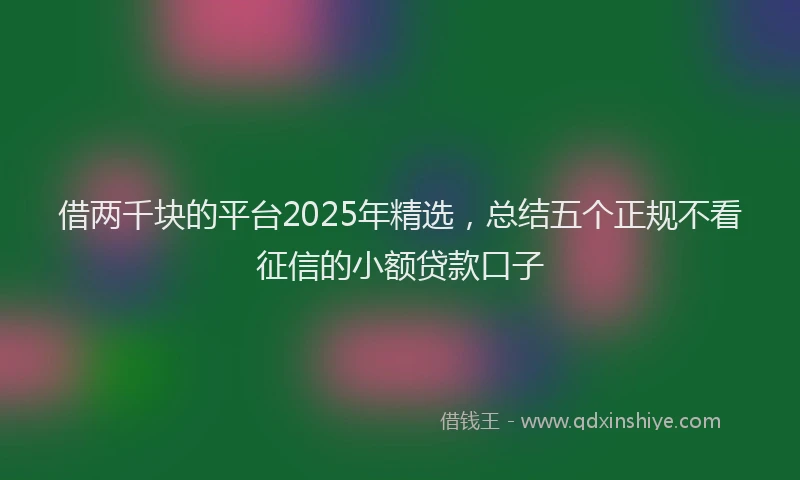 借两千块的平台2025年精选，总结五个正规不看征信的小额贷款口子