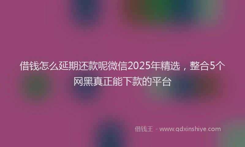 借钱怎么延期还款呢微信2025年精选，整合5个网黑真正能下款的平台