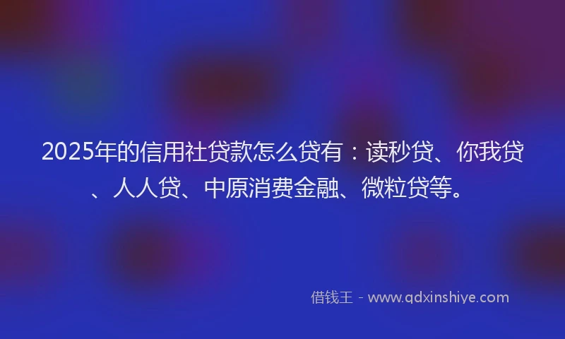 2025年的信用社贷款怎么贷有：读秒贷、你我贷、人人贷、中原消费金融、微粒贷等。