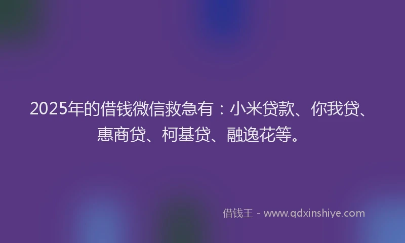 2025年的借钱微信救急有：小米贷款、你我贷、惠商贷、柯基贷、融逸花等。