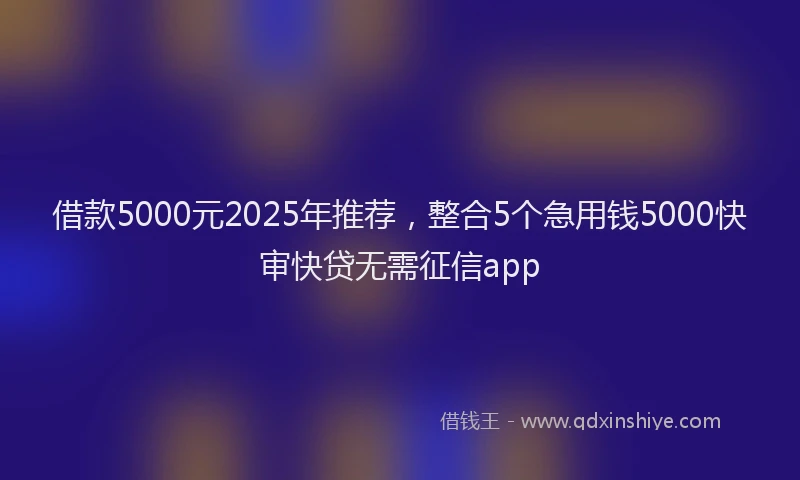 借款5000元2025年推荐，整合5个急用钱5000快审快贷无需征信app