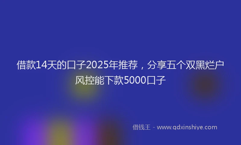 借款14天的口子2025年推荐，分享五个双黑烂户风控能下款5000口子