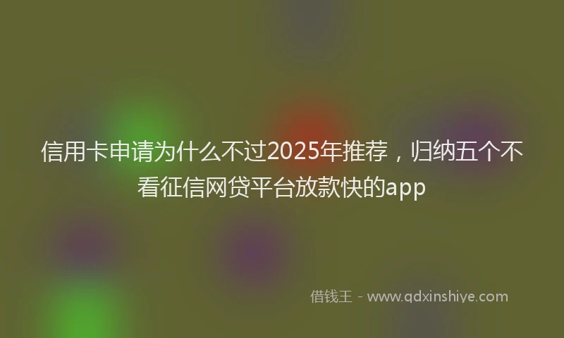 信用卡申请为什么不过2025年推荐，归纳五个不看征信网贷平台放款快的app