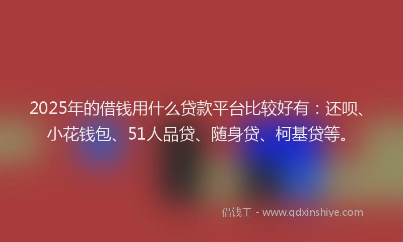 2025年的借钱用什么贷款平台比较好有：还呗、小花钱包、51人品贷、随身贷、柯基贷等。