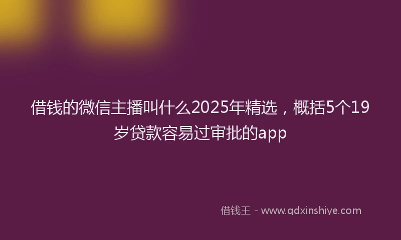 借钱的微信主播叫什么2025年精选，概括5个19岁贷款容易过审批的app